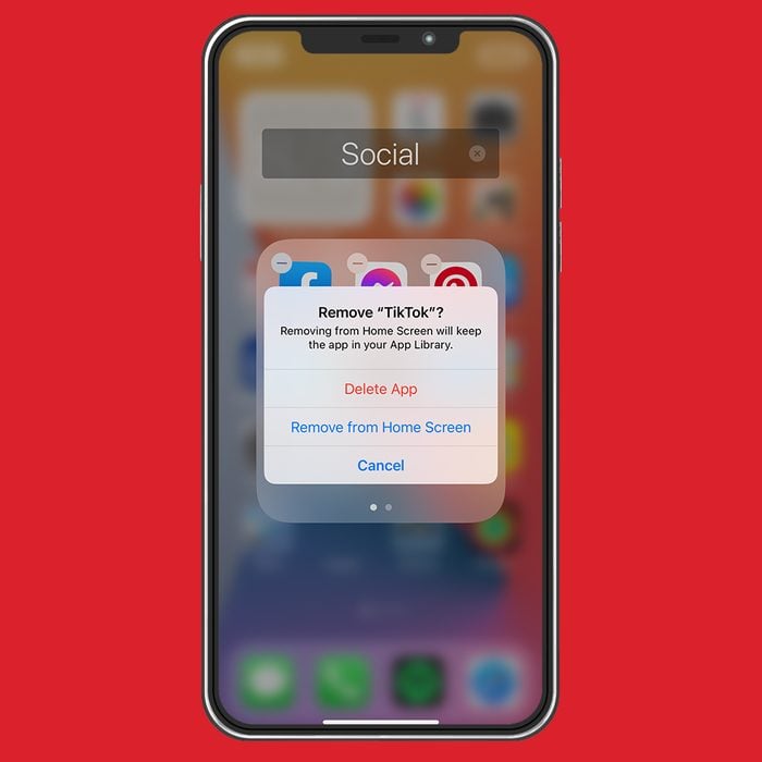 iphone screenshot on red background