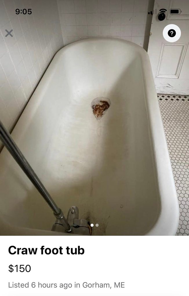 craw foot tub ridiculous things sold facebook marketplace