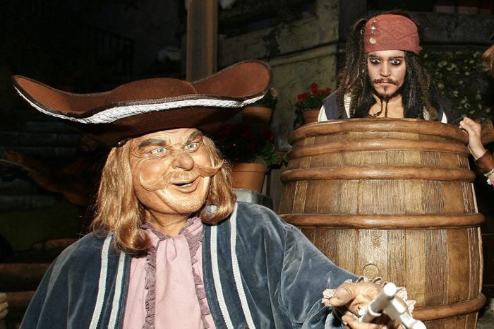 Johnny Depp comes face to face with an Audio Animatronics version of Jack Sparrow at the premiere of Walt Disney Pictures' "Pirates of the Caribbean: Dead Man's Chest" at Disneyland.