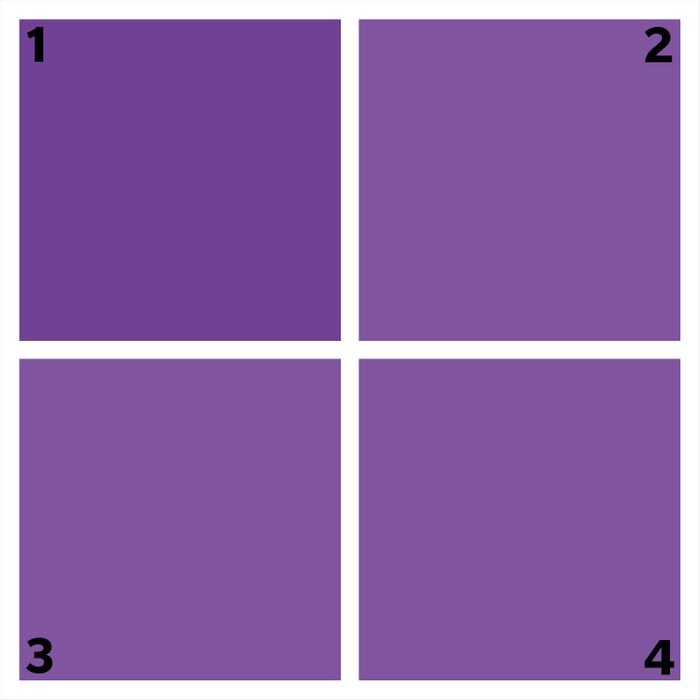 four purple squares. one is different.