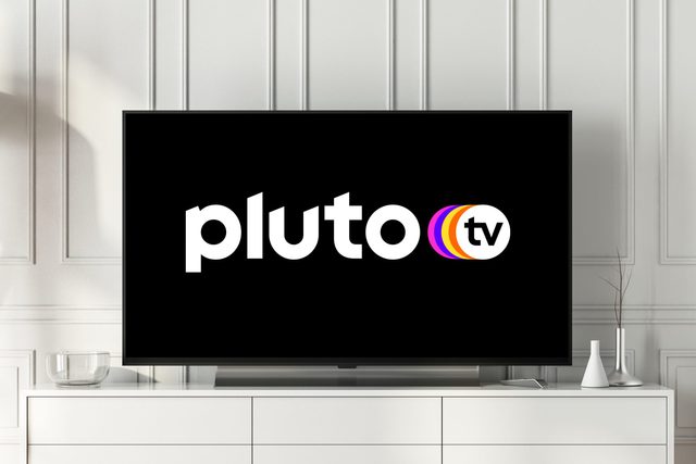 tv screen with pluto tv logo