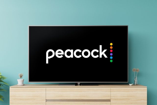 tv screen with peacock logo