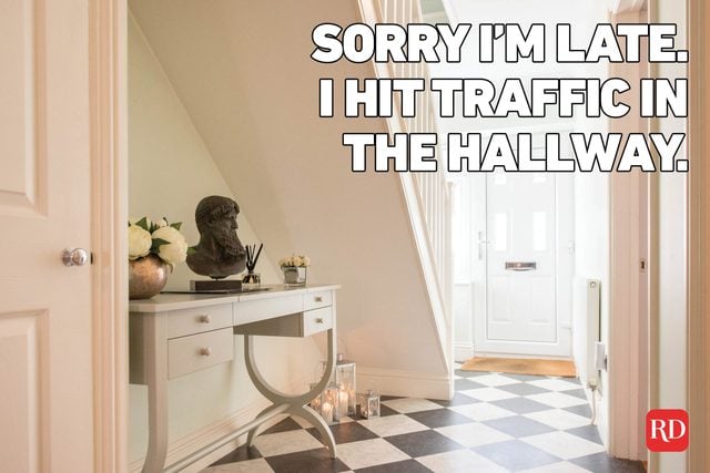 Meme text over image of a house entryway