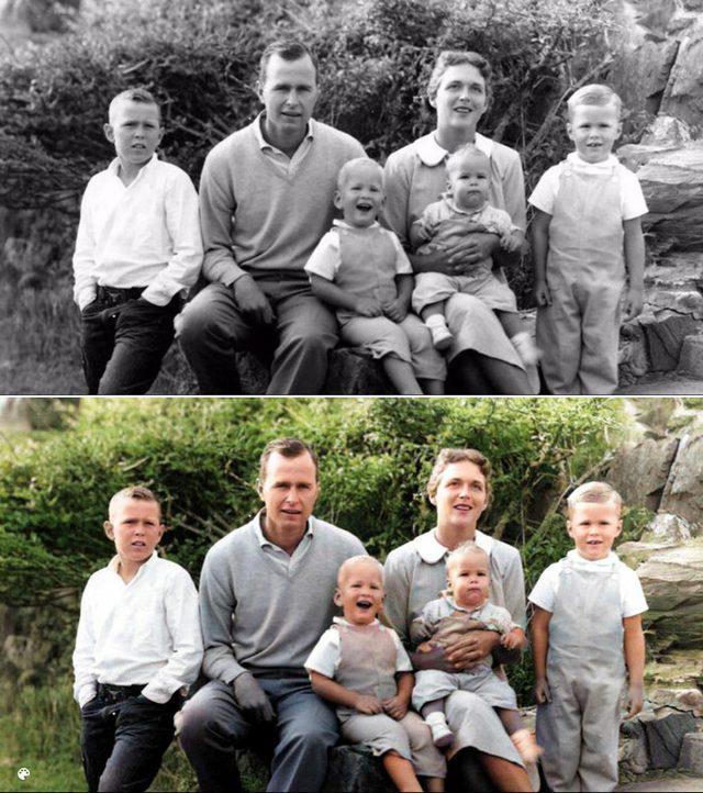 colorized bush family photo
