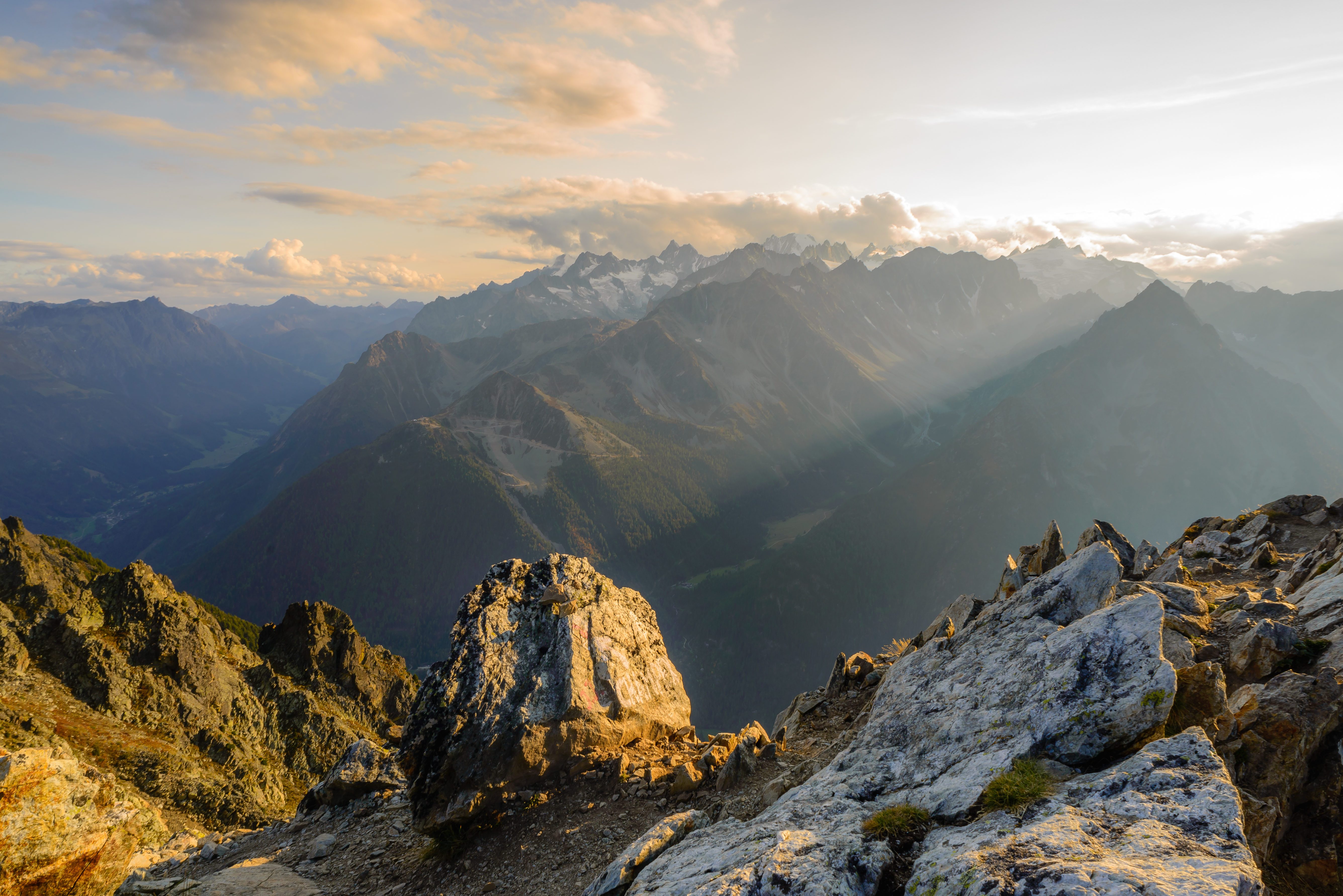 Summit sunset in the Swiss alps