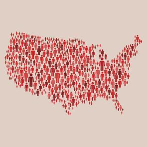 USA Map Made of Red Stickman Figures