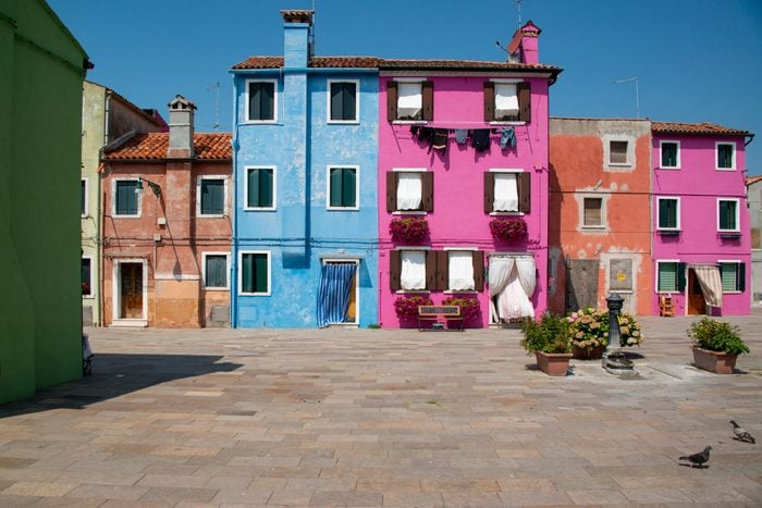 Colourful house walls in Burano, Venice, Italy