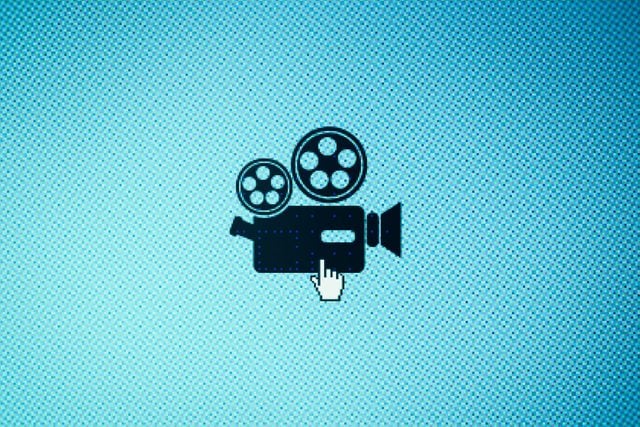 Movie camera icon on screen