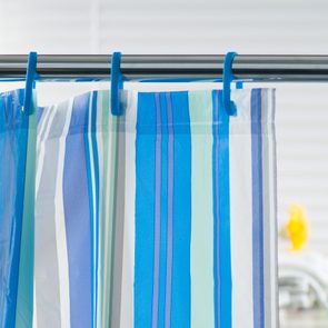 Close-up of a striped shower curtain