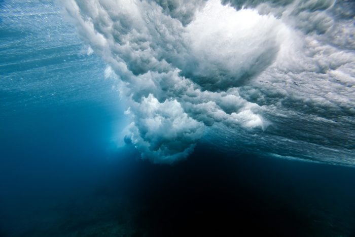 Beautiful picture of a wave crushing underwater