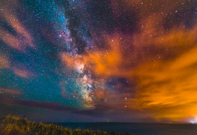 Milky Way rising over Dorset's Jurassic Coast.