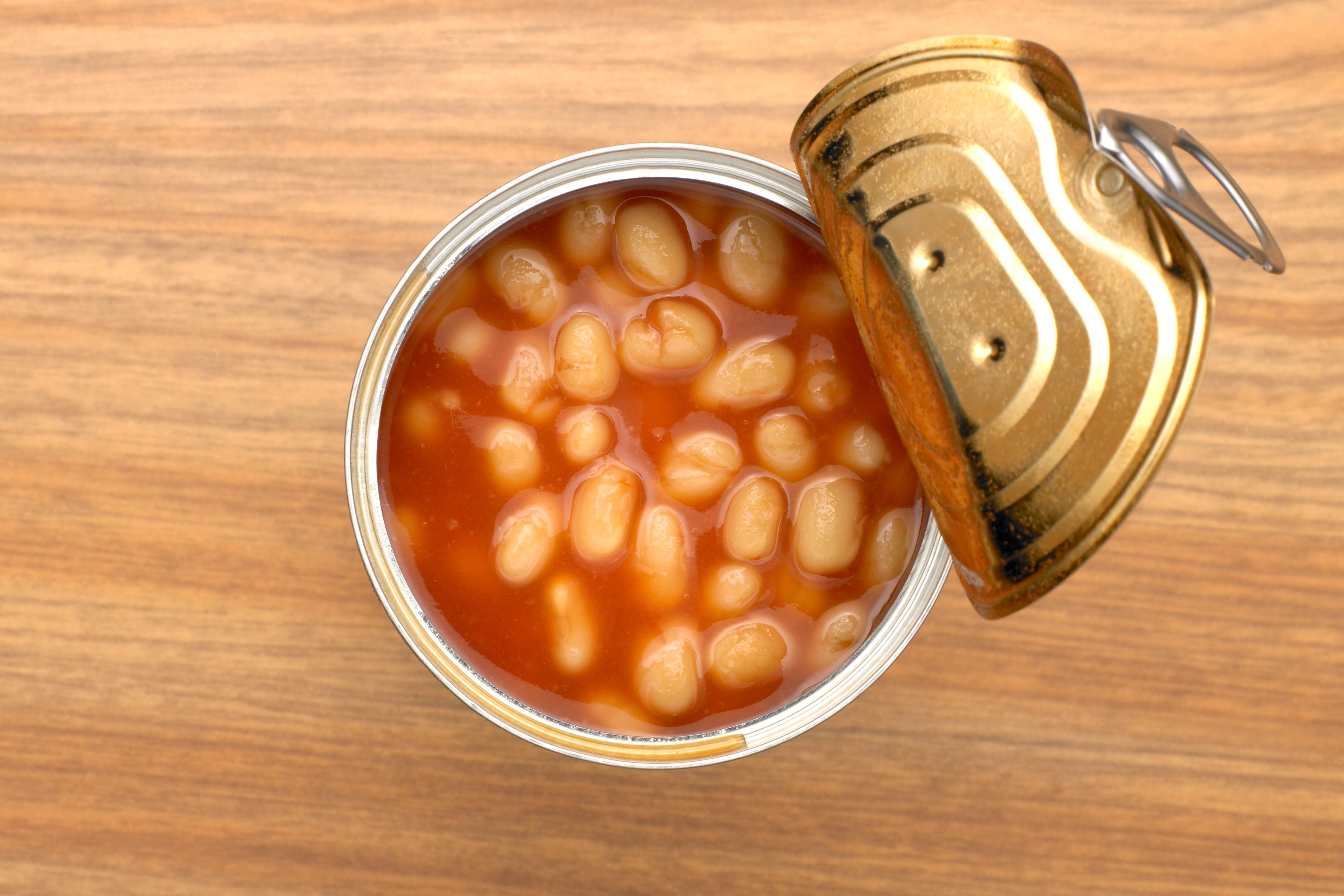 Open tin of baked beans