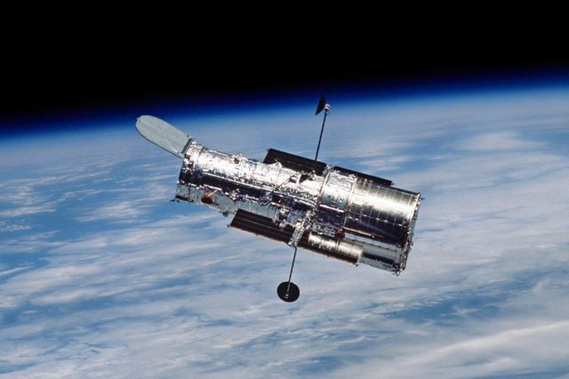 Hubble Space Telescope in orbit around Earth.