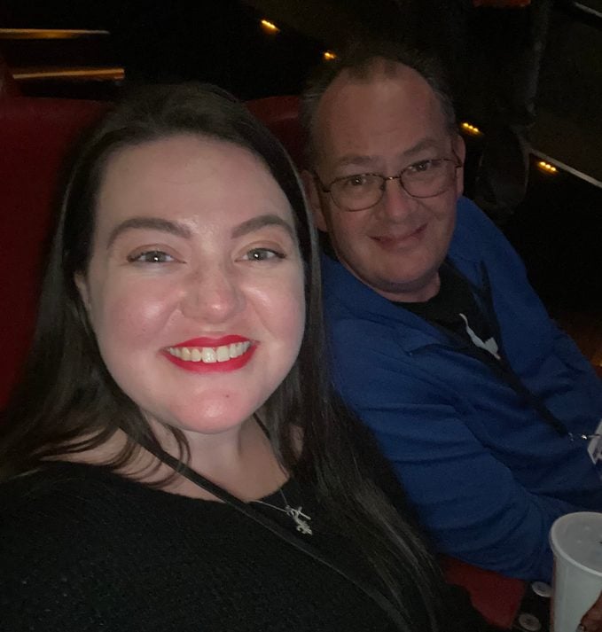 megan dubois and father at the movies