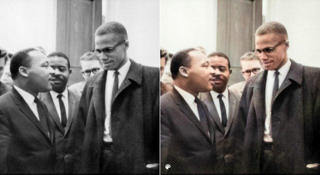 colorized MLK meets Malcolm X