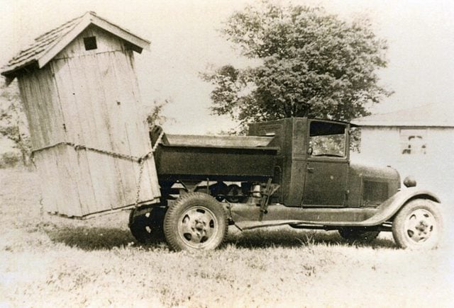 outhouse on a truck