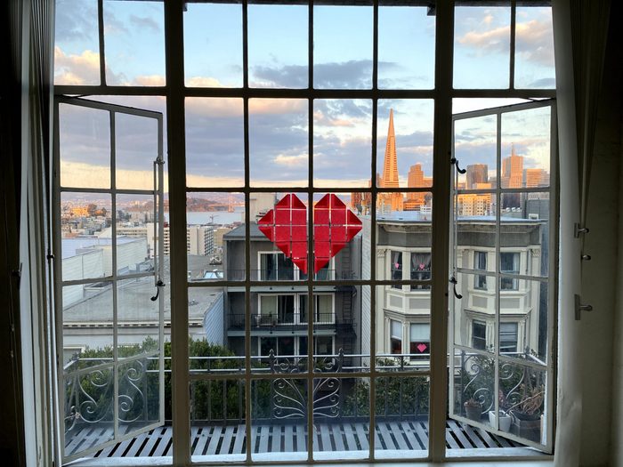 hearts on window