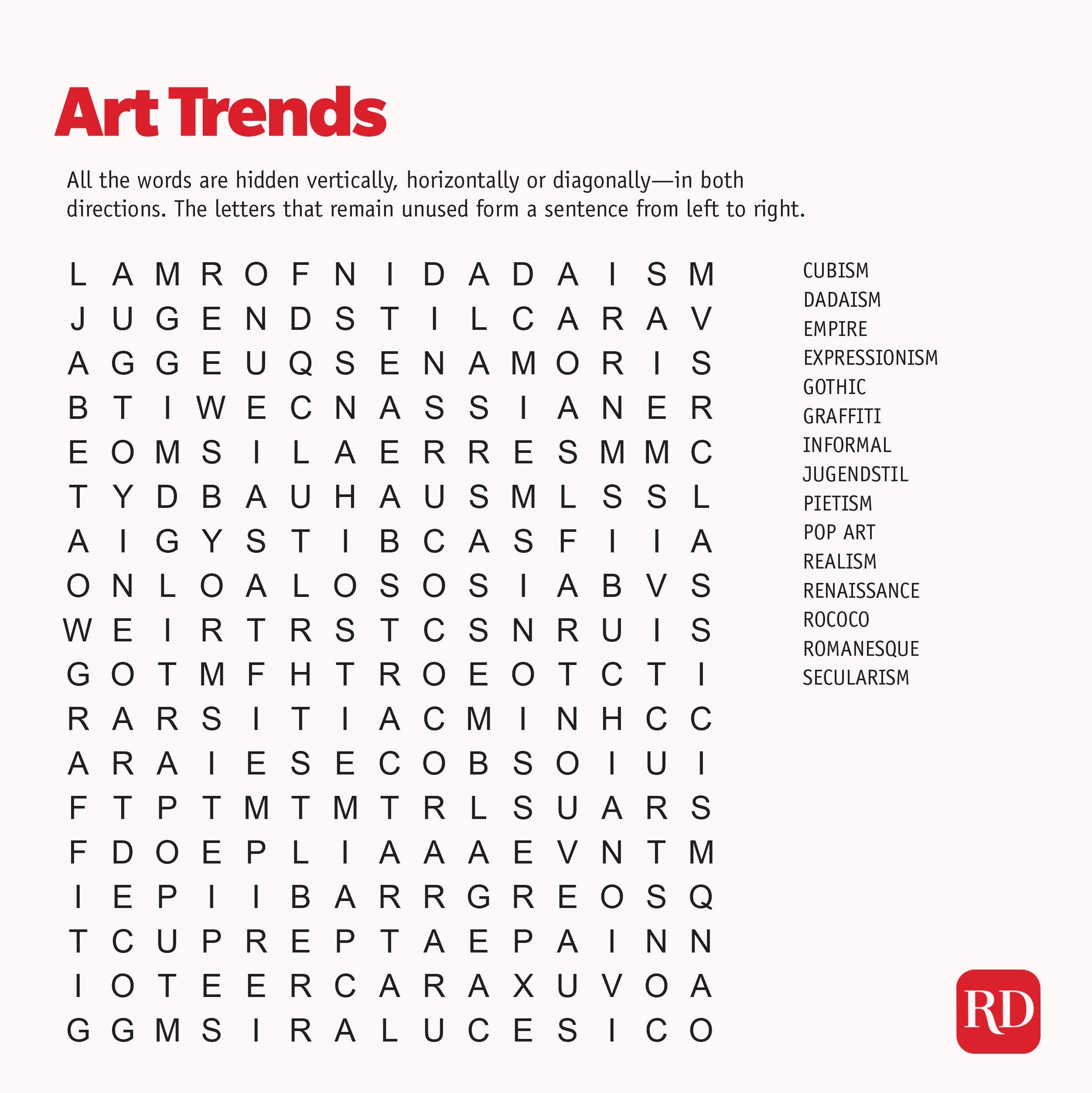 Art trends Word search