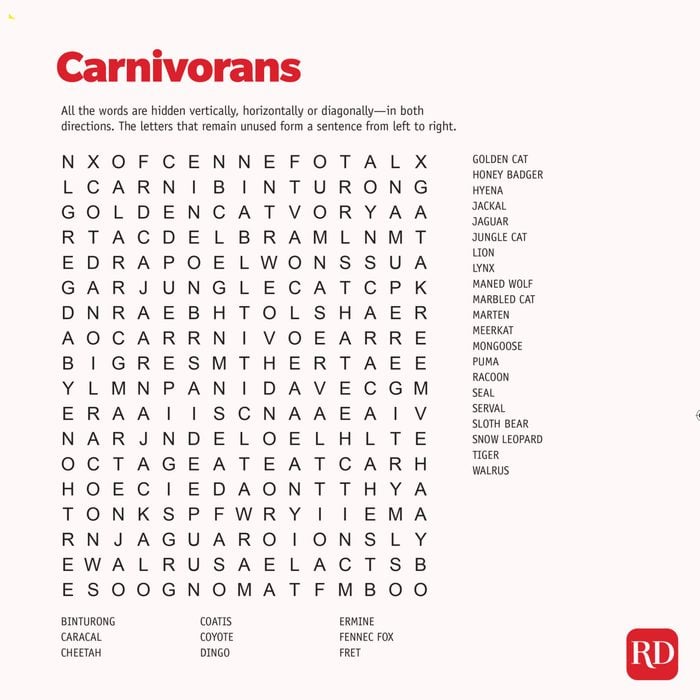 Carnivorans Word search