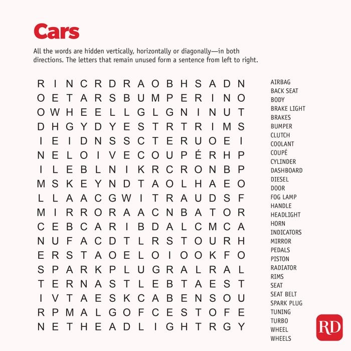 Cars Word search