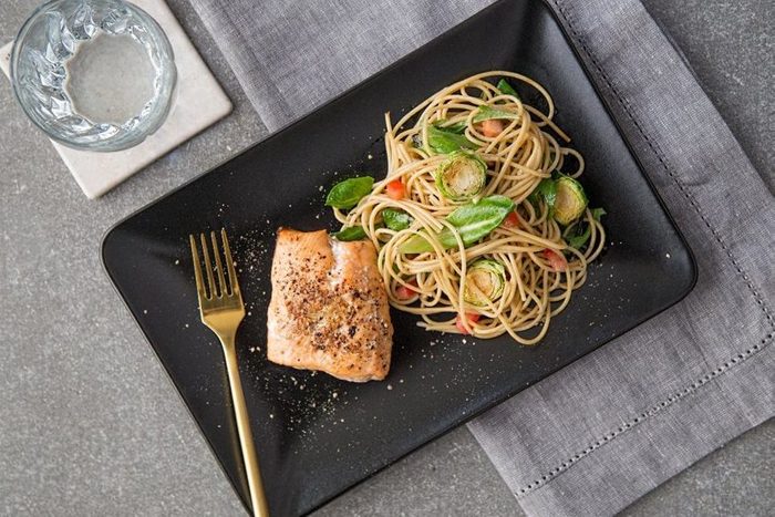 salmon and noodles food delivery
