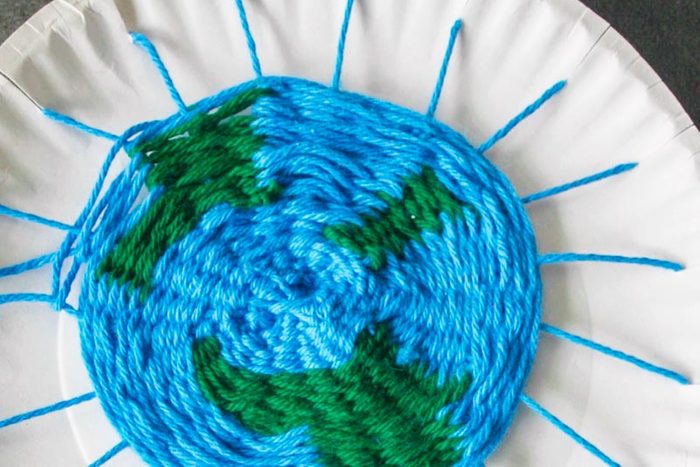 Earth Weaving Project For Kids Using Paper Plate and Yarn
