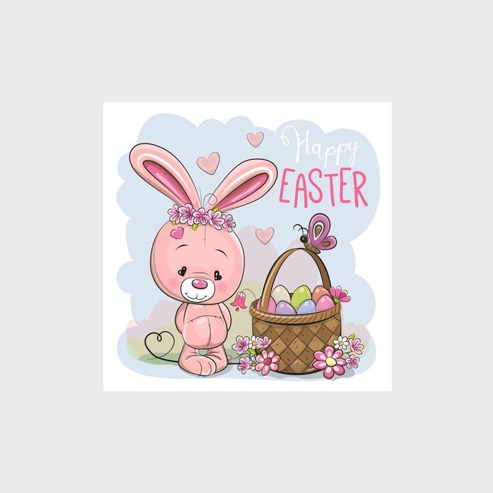 Easter Bunny With Eggs Card