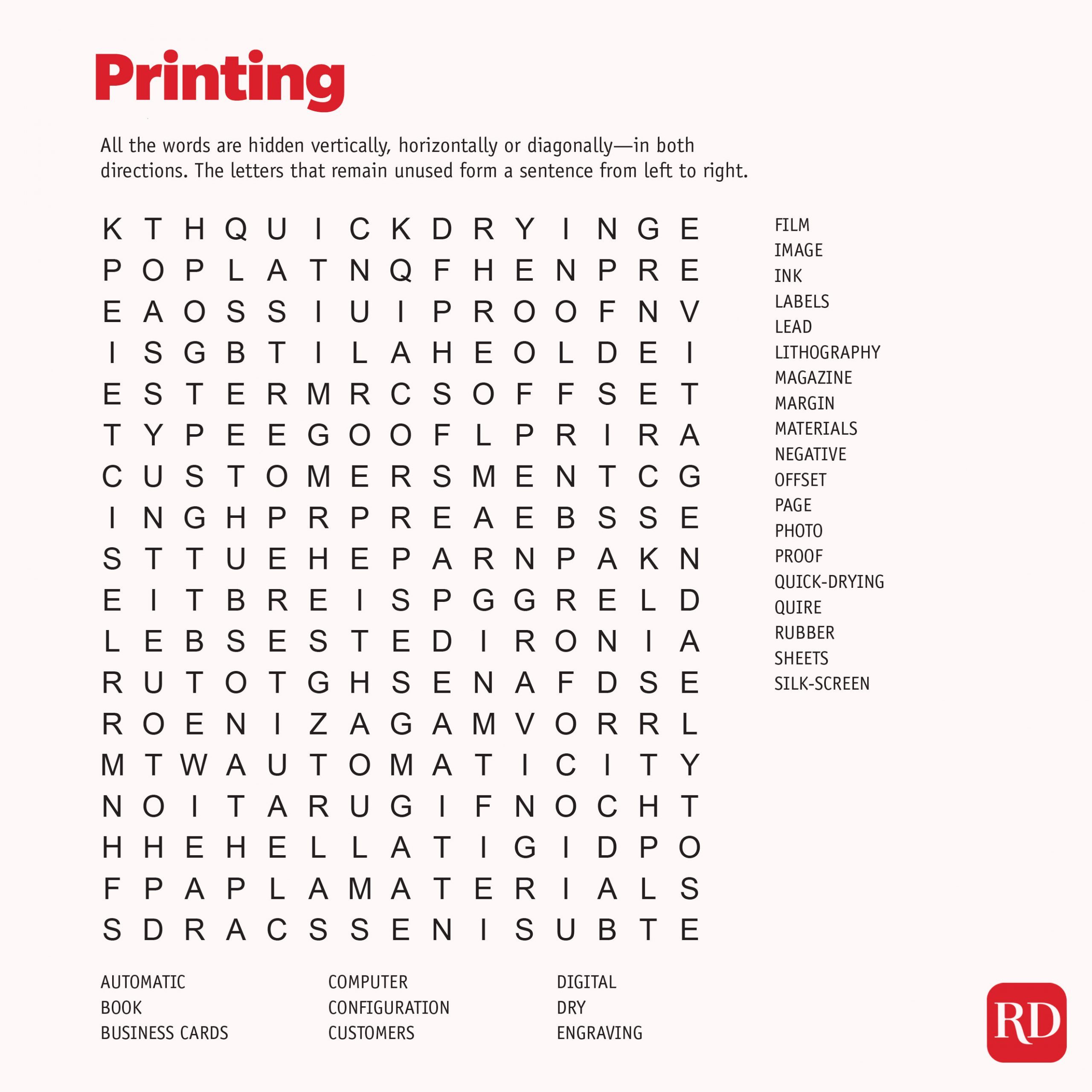 Printing Word search