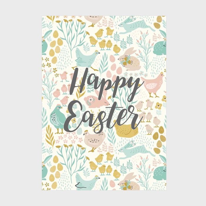 Rabbits And Chicks Easter Card