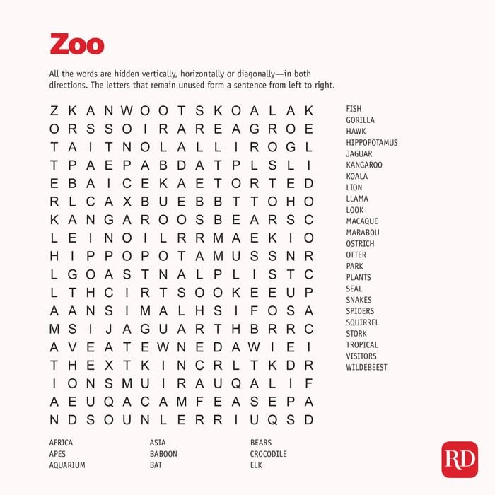 Zoo Word search
