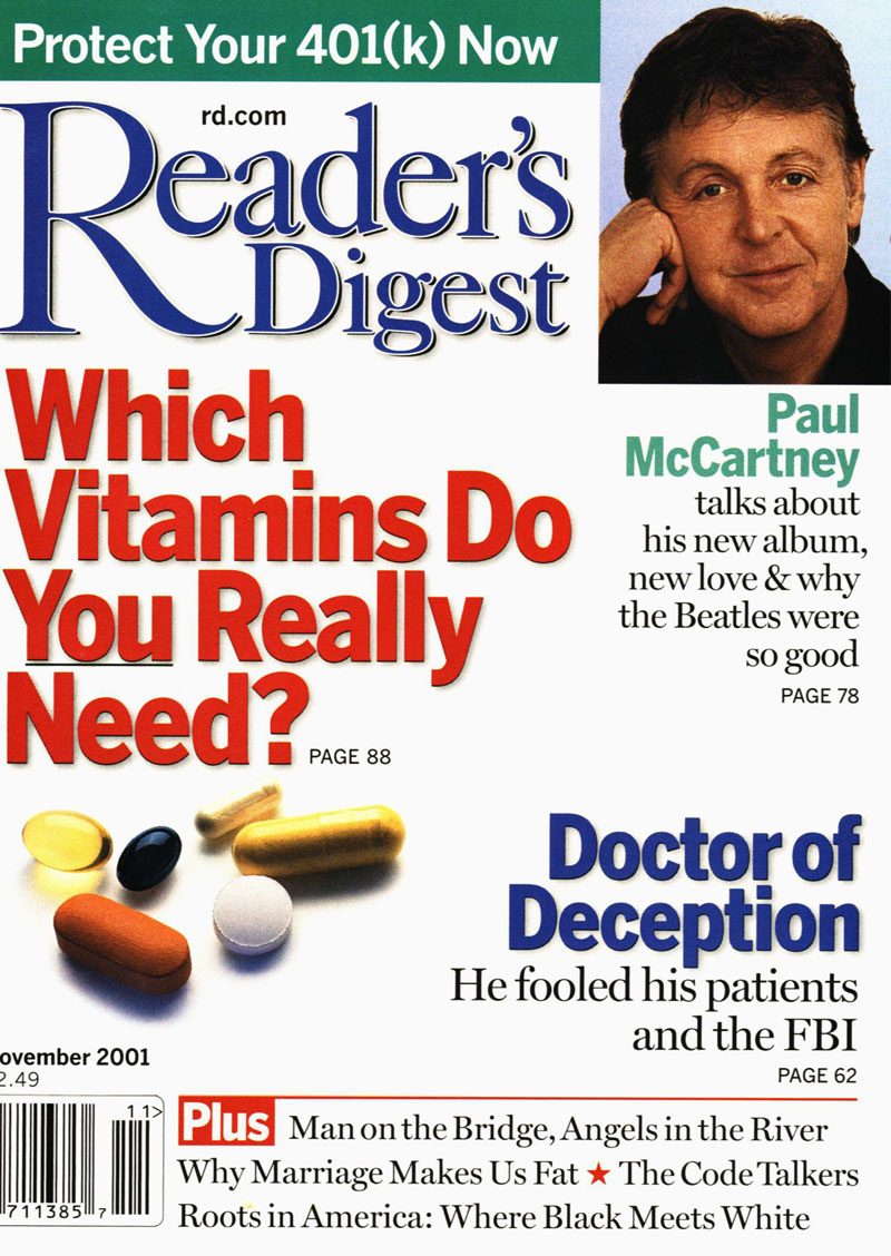 2001 November Readers Digest Cover