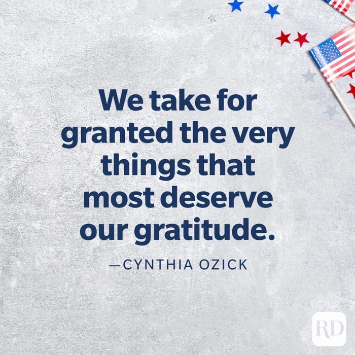 "We take for granted the very things that most deserve our gratitude."—Cynthia Ozick