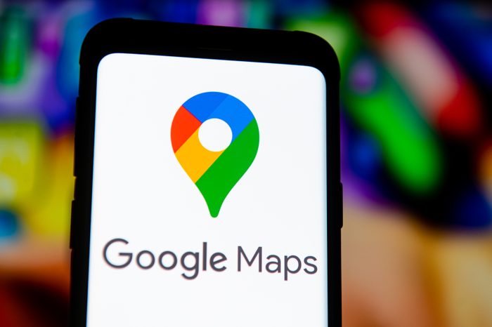 In this photo illustration a Google Maps logo seen displayed...
