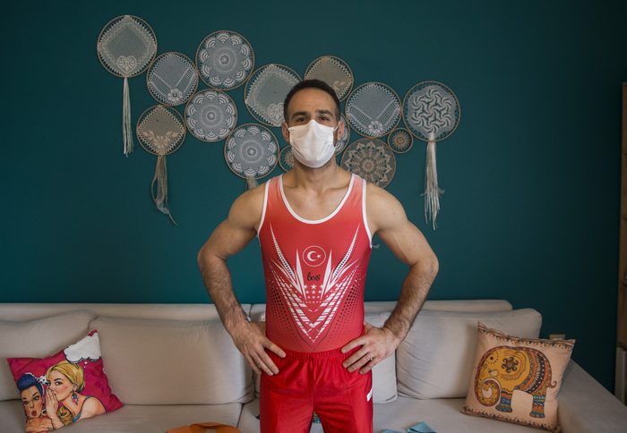 Turkish athlete trains at home during Covid-19 pandemic