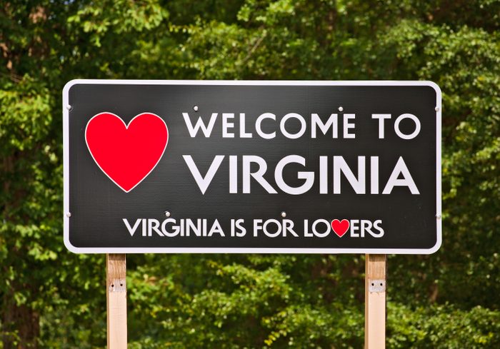 Virginia is for Lovers, state motto and welcome sign
