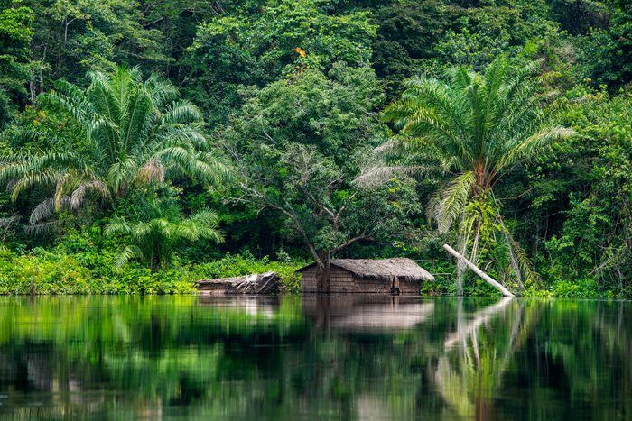 Hut at the shoreline of Congo River