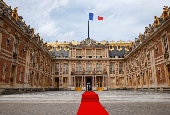 French President Emmanuel Macron Receives Vladimir Putin, Russian President At Chateau De Versailles