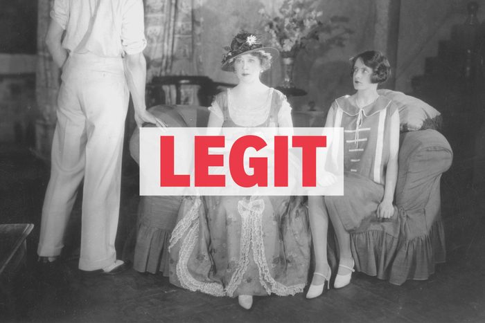 "LEGIT" over vintage theater performance
