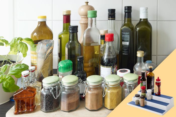 spices and bottles on the counter; with suggested product