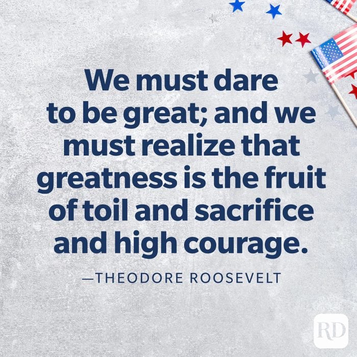 "We must dare to be great; and we must realize that greatness is the fruit of toil and sacrifice and high courage."—Theodore Roosevelt