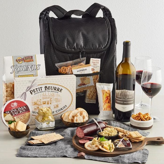 Backpack Cooler With Wine Gift Basket for fathers day