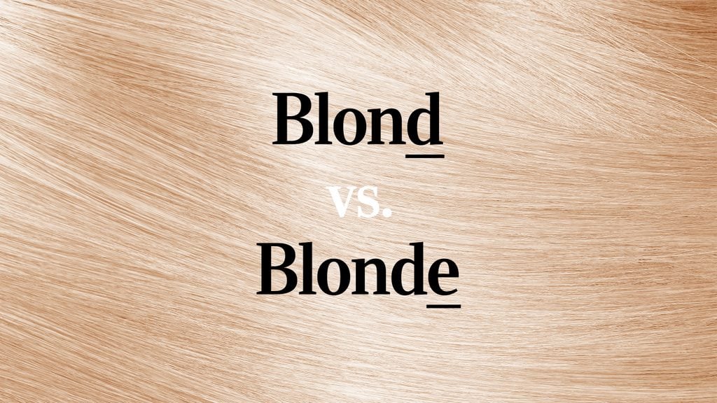"blond vs blonde" text over blond hair texture background