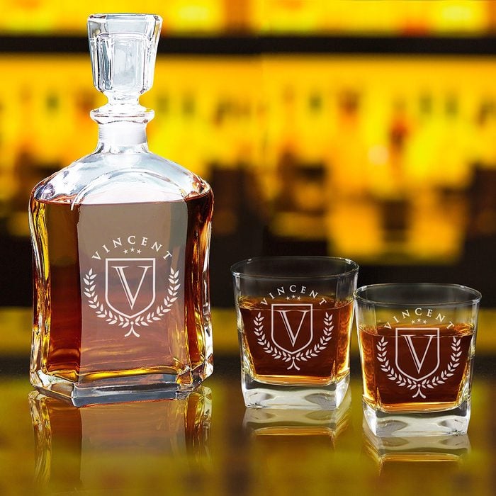 Personalized Clear Glass Decanter Gift Set