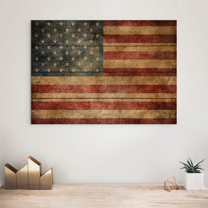 DaydreamHQ Rustic Wood American Flag Print