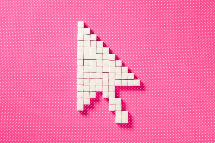 Sugar Computer Cursor Icon - Cube Pixelated Pink Background