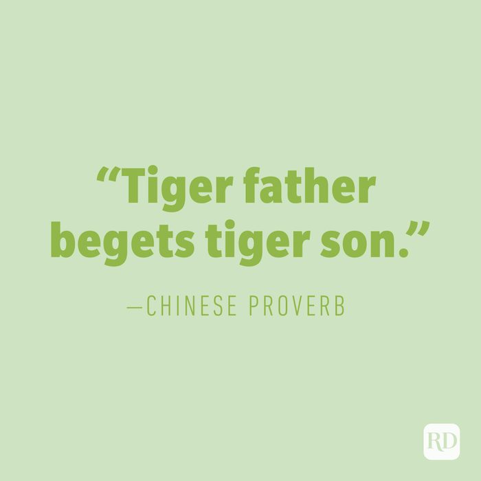 "Tiger father begets tiger son."  —CHINESE PROVERB