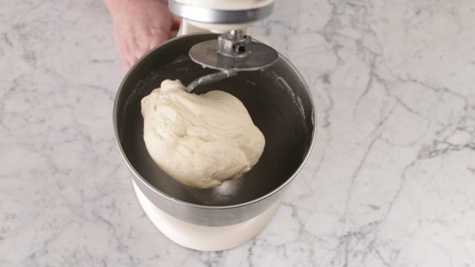 kneading dough with a stand mixer and dough hook
