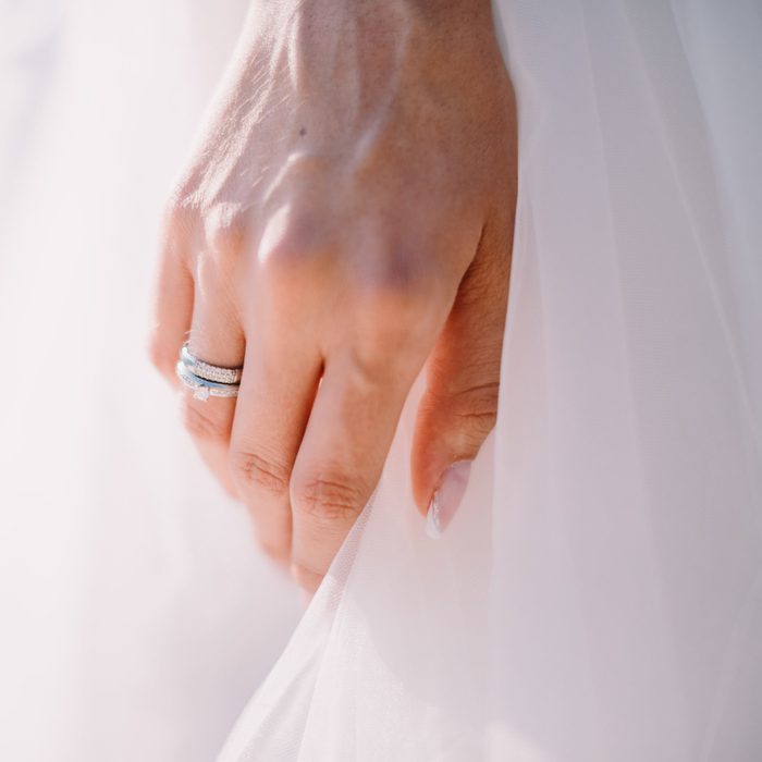 Midsection Of Bride Wearing Wedding Ring