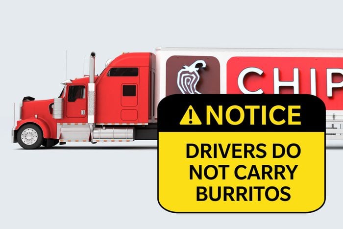 chipotle truck. notice: drivers do not carry burritos