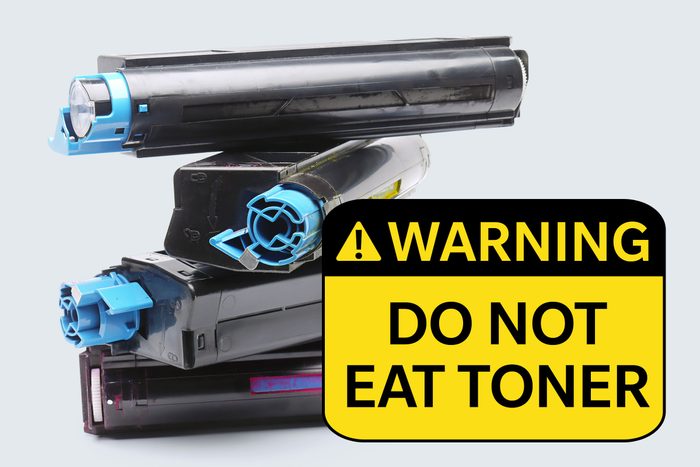 toner cartridges. warning: do not eat toner